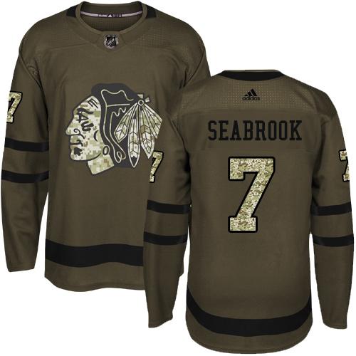 Adidas Blackhawks #7 Brent Seabrook Green Salute to Service Stitched NHL Jersey - Click Image to Close